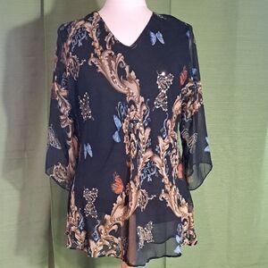 Signature Black and Gold Butterfly Blouse
